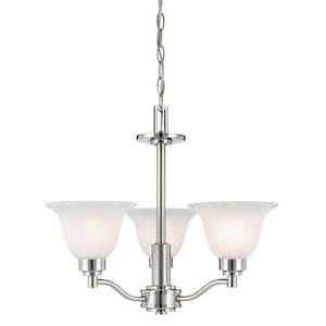 3-Light Brushed Nickel Interior Chandelier with Frosted White Alabaster Glass