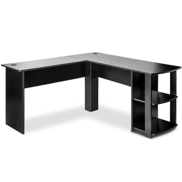 black curved corner desk