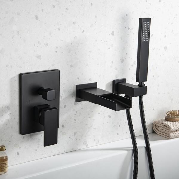 Wellfor Single Handle Wall Mount Roman Tub Faucet With Hand Shower In Matte Black Valve Included Cr P Wm 2w01mb - Single Handle Wall Mount Roman Tub Faucet With Hand Shower Wellfor Single Handle Wall Mount Roman Tub Faucet With Hand Shower In Matte Black Valve Included Cr P Wm 2w01mb - Single Handle Wall Mount Roman Tub Faucet With Hand Shower