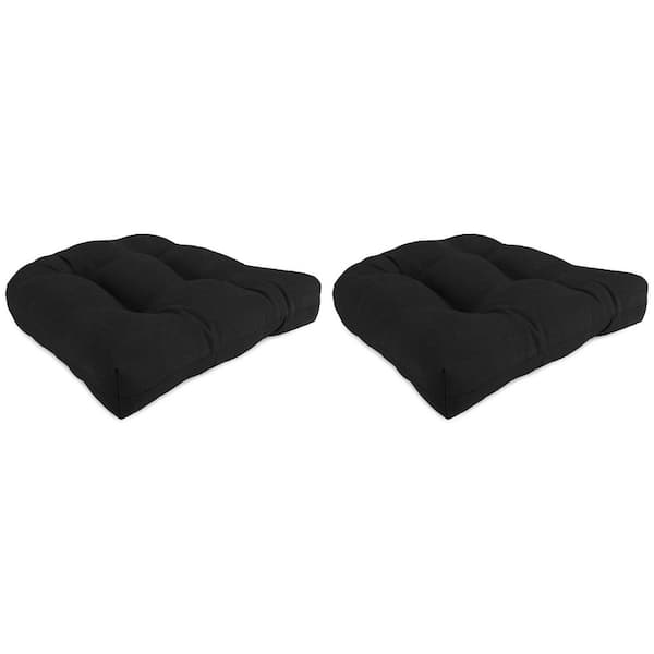 Jordan Manufacturing 19 in. L x 19 in. W x 4 in. T Tufted Outdoor Wicker Seat Cushion in Canvas Black (2-Pack)