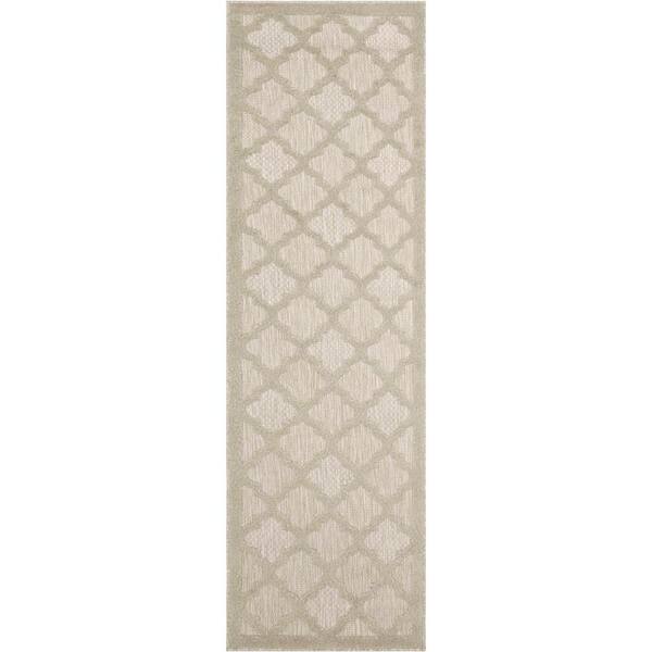 Easy Care Cream 2 ft. x 10 ft. Trellis Contemporary Runner Area Rug