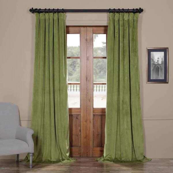 Exclusive Fabrics & Furnishings Blackout Signature Perenial Green Blackout Velvet Curtain - 50 in. W x 108 in. L (1 Panel)