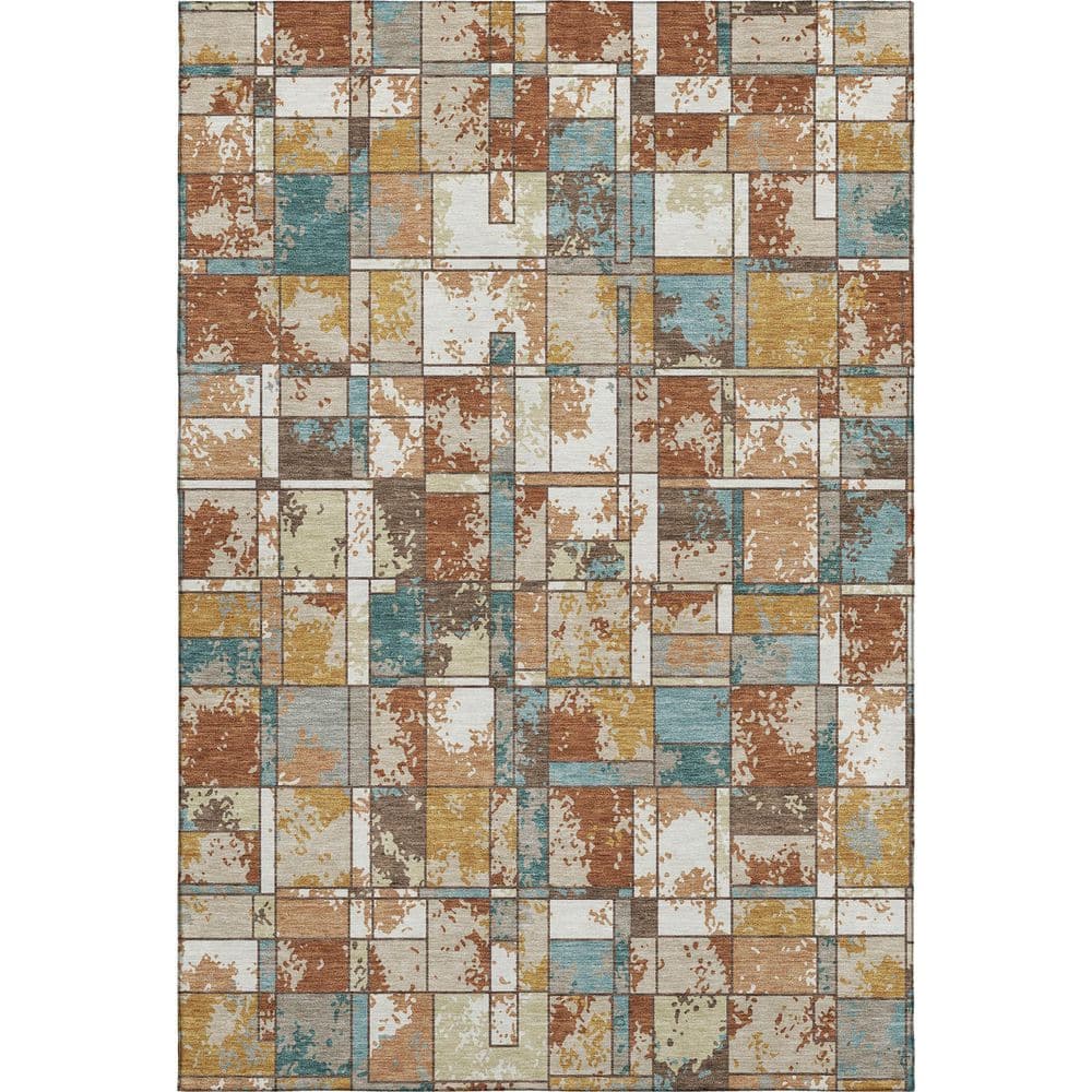 Mayfield Premium Machine Washable Abstract AMF2442 Paprika 3 ft. x 5 ft. Area Rug price history on PriceWatchPro