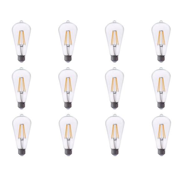 TriGlow 40-Watt Equivalent ST19 Dimmable Filament Glass LED Light Bulb Warm White 2700K (12-Pack)