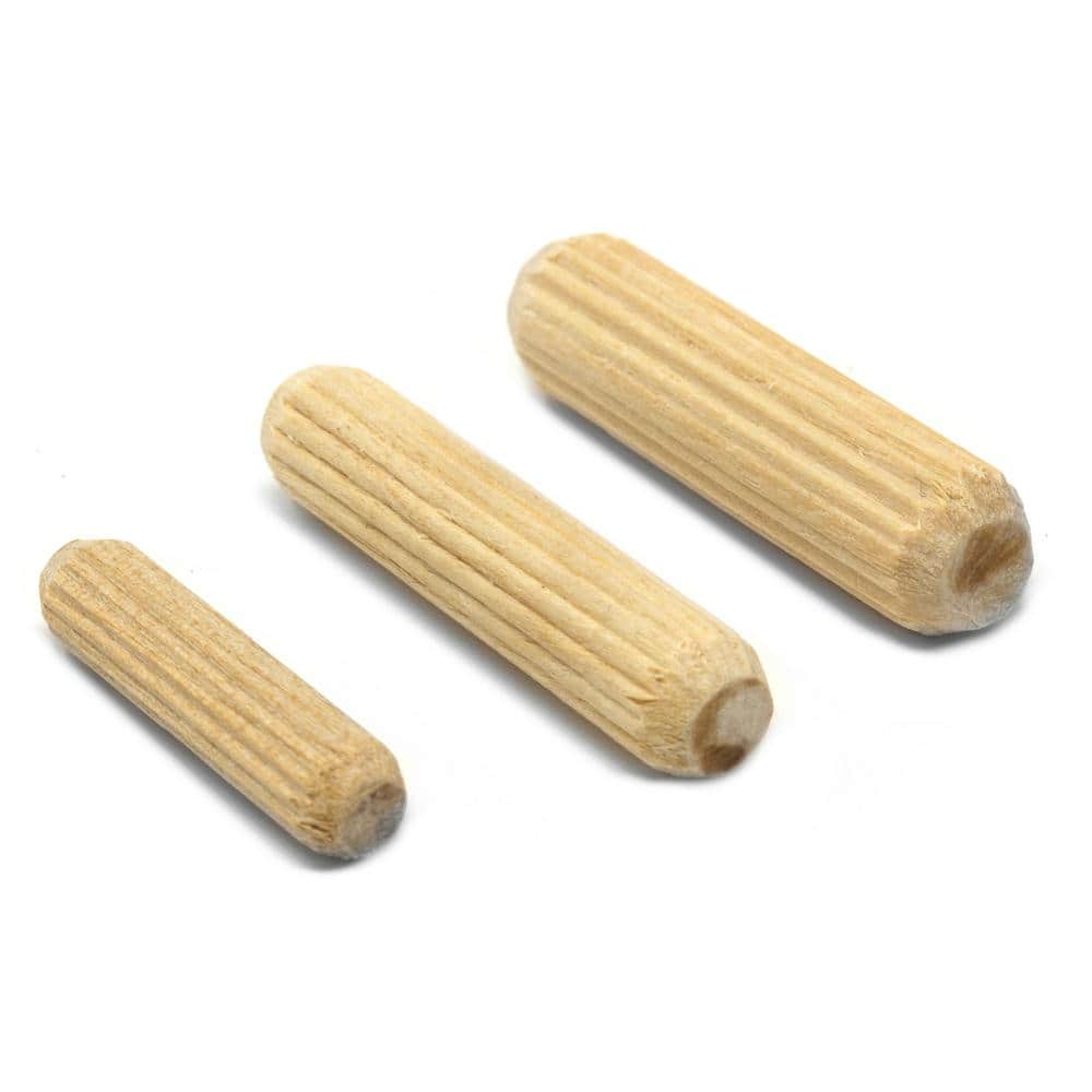 400-Piece Fluted Birch Wood Dowel Pin Set in Variety Sizes