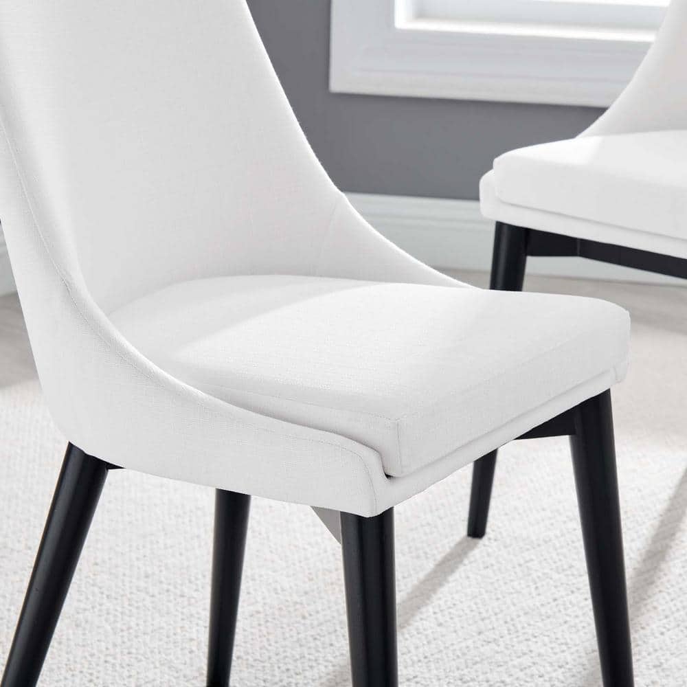Elevate White High-Back Upholstered Side Chair with Black Wood Legs