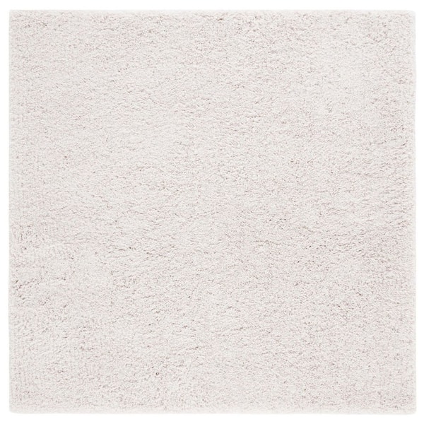 Luxe Shag 6 ft. x 6 ft. White Solid Square Area Rug