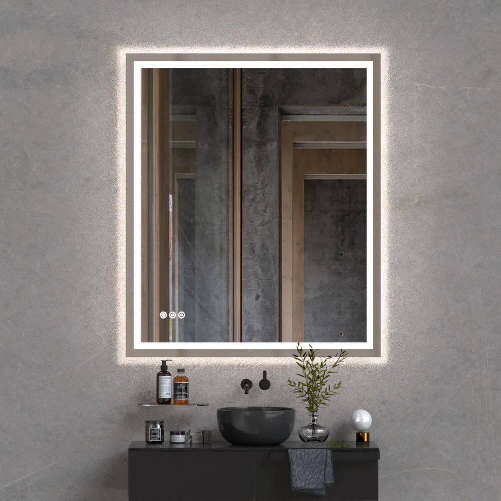 niveal 30 in. W x 36 in. H Rectangular Frameless LED Wall Bathroom ...