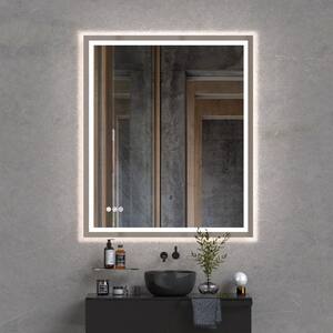 niveal 20 in. W x 30 in. H Rectangular Frameless LED Wall Bathroom ...