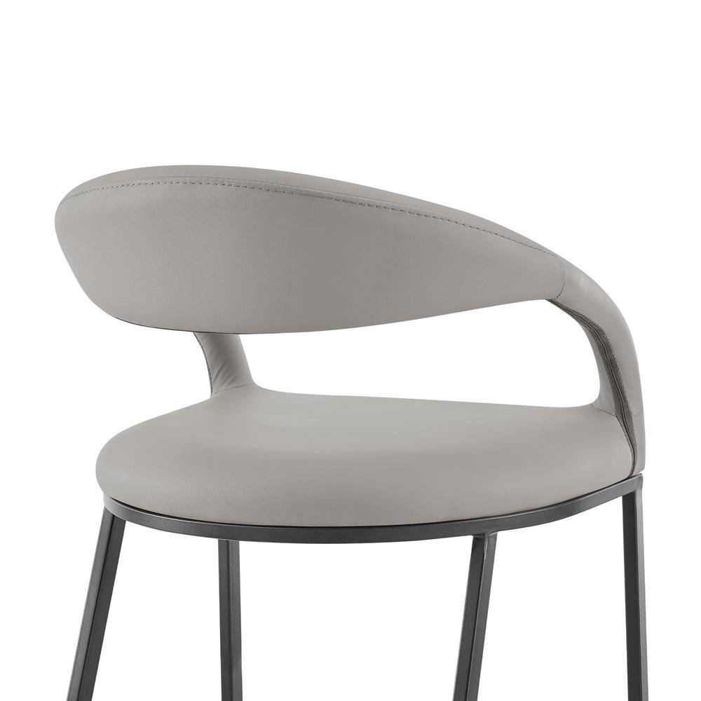 Ramona 26" Light Gray Faux Leather and Iron Counter Stool