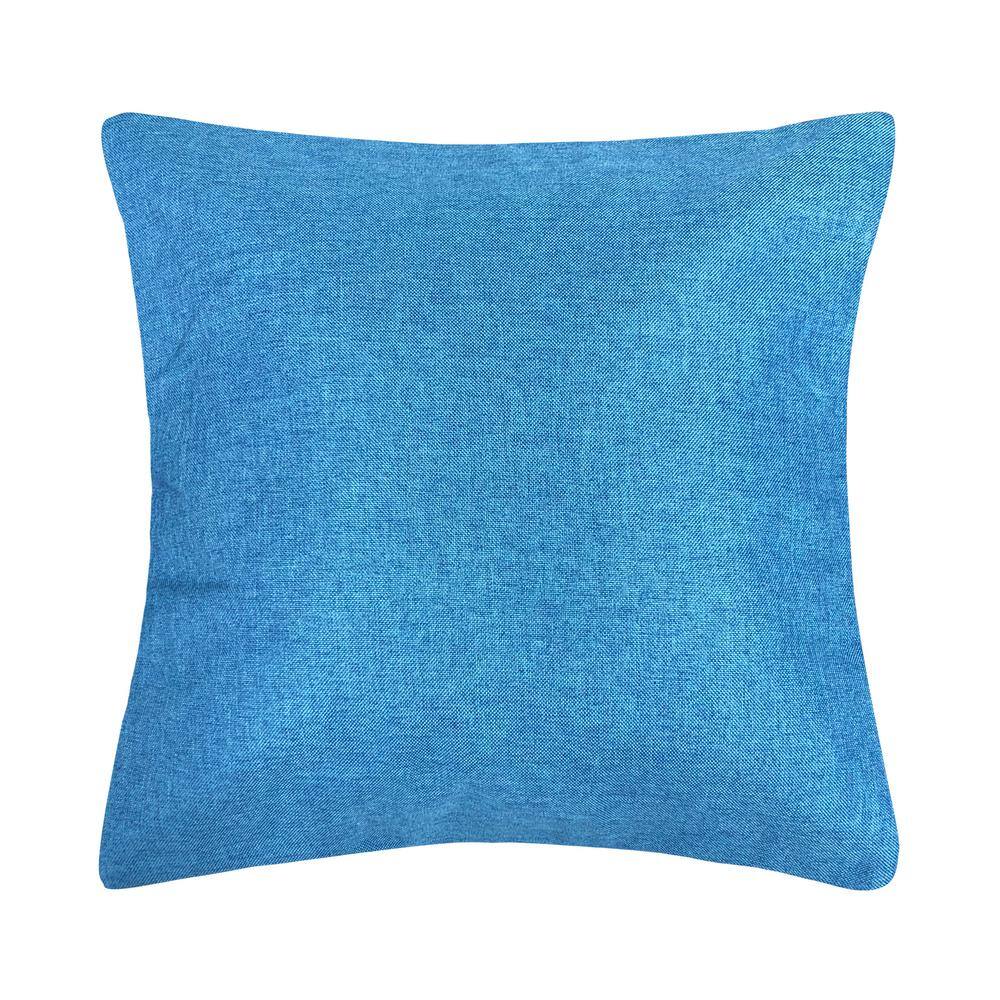 Harper Lane Mapleton Blue Faux Linen Decorative Pillow 18 in. x 18 in ...