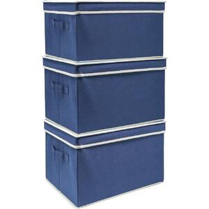 10.2 in. H x 12 in. W x 15.9 in. D Blue Cube Storage Bin (3-Pack)