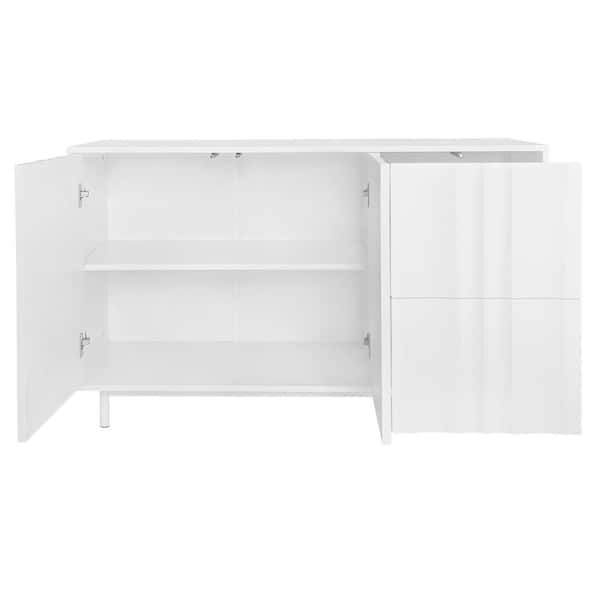White Wood 47.2 in. Sideboards with 2 Doors and 2 Drawers