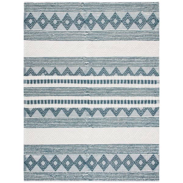Natura 9 ft. x 12 ft. Dark Green/Ivory Geometric Area Rug