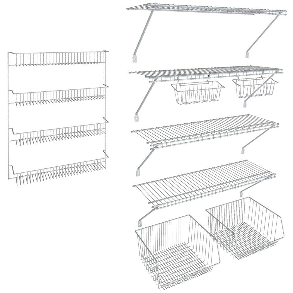 Mainstays Wire 6-Piece Organizing Set, Cabinet and Pantry Organizers, White  