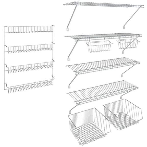 ClosetMaid 12 in. D x 36 in. W x 54 in. H White Wire Fixed Mount Pantry Closet Kit With Baskets