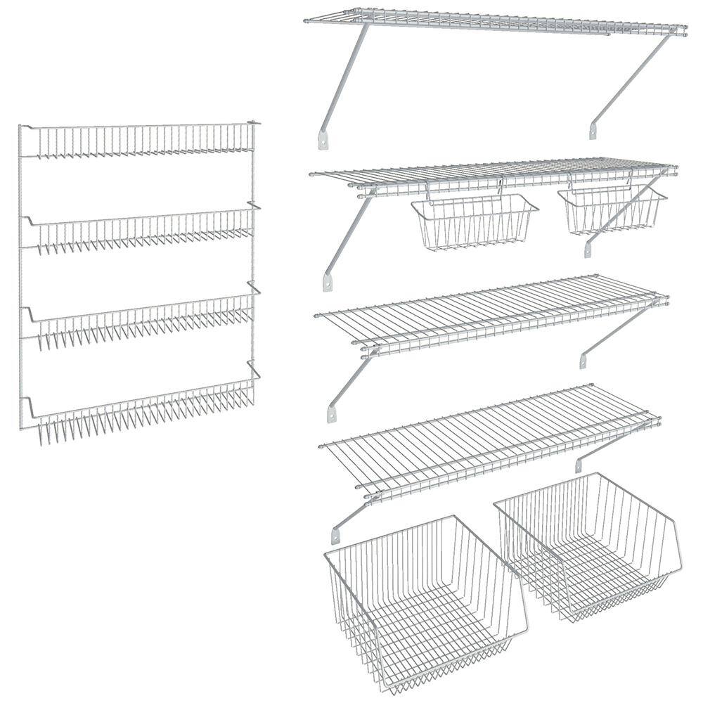 ClosetMaid 12 in. D x 36 in. W x 54 in. H White Wire Fixed Mount Pantry