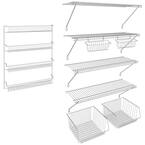 12 in. D x 36 in. W x 54 in. H White Wire Fixed Mount Pantry Closet Kit With Baskets