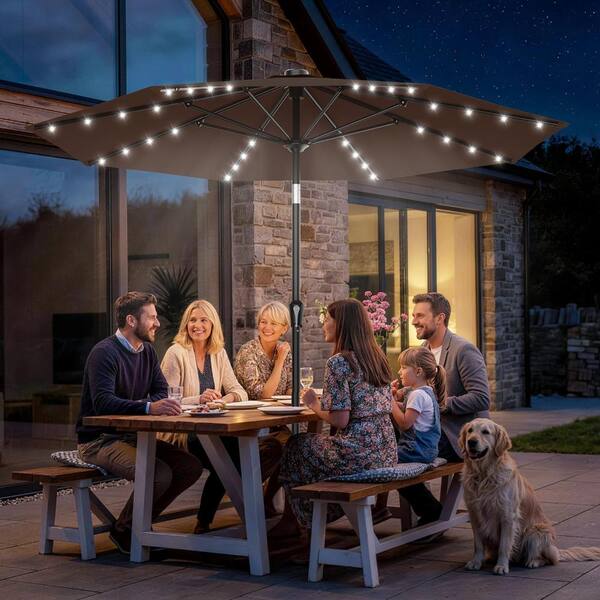 9ft solar light patio umbrella WestinTrends 9 ft. Power LED lights Market It is very durable and is also resistant to fading Solar Powered Tiki Patio Umbrella