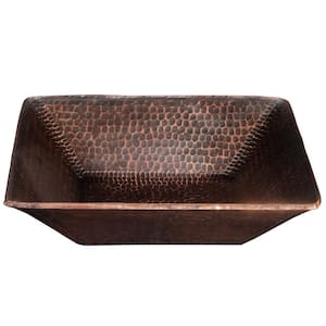 Square 14 in. Hand Forged Old World Copper Vessel Sink in Oil Rubbed Bronze