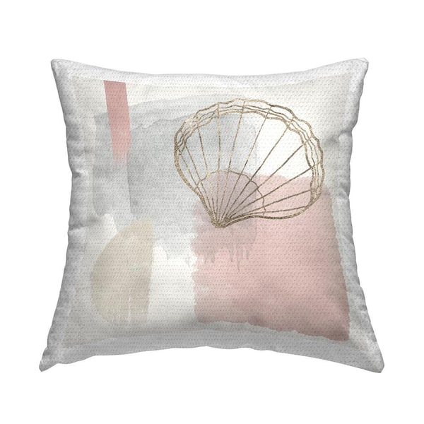 Stupell Industries Coastal Abstract Pastel Clam Pink Square Outdoor Throw Pillow