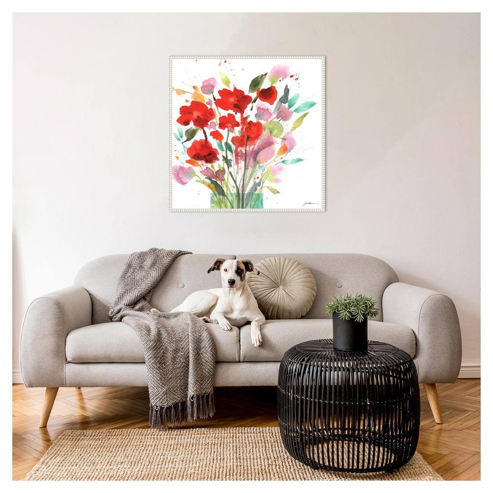 Remembrance Abstract Floral Canvas Print with White Floater Frame