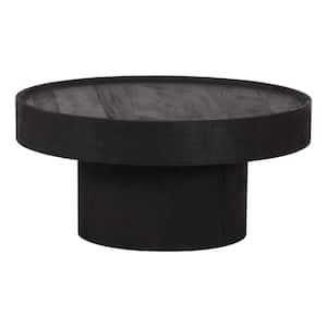 Watson 28.0 in. Black Round Mango Wood Coffee Table