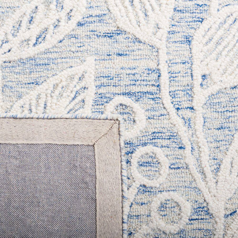 Hand-Tufted Floral Elegance Blue/Ivory Wool Area Rug - 3' x 5'