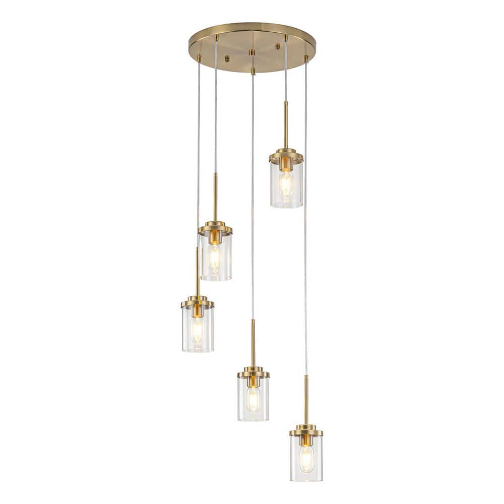 5-Light Modern Gold Cluster Pendant Light with Clear Glass Shades for Foyer, Stairway and Kitchen Island price history on PriceWatchPro
