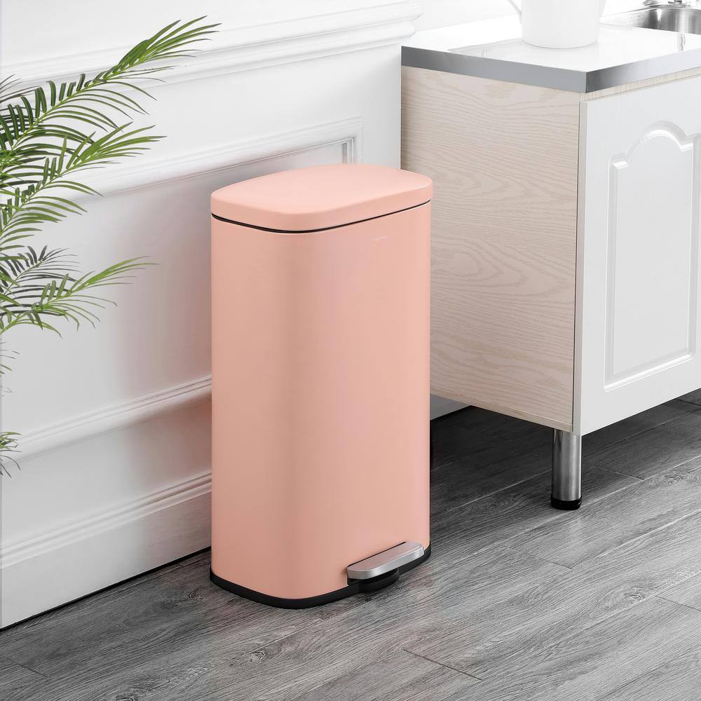 Flamingo Pink Stainless Steel Step-On Trash Can, 8 Gallons