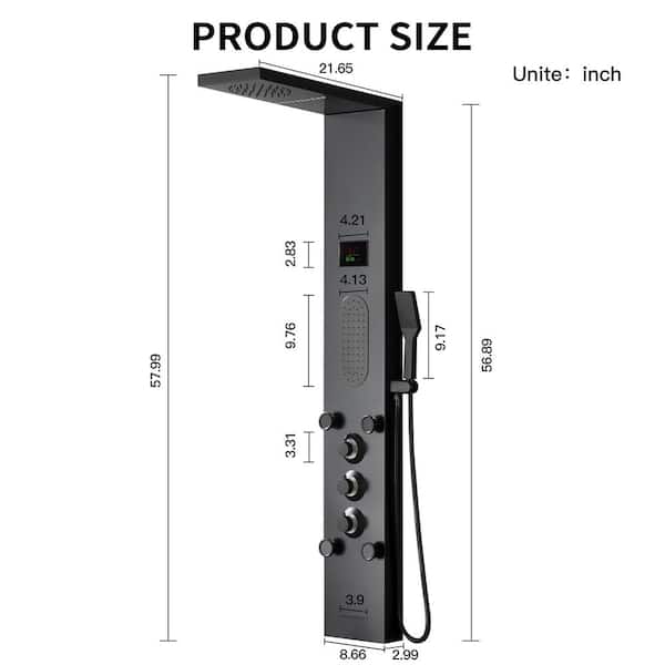 BWE Brushed Shower Panel Tower System 6-Function Stainless Steel Shower BWE Brushed Shower Panel Tower System 6-Function Stainless Steel Shower