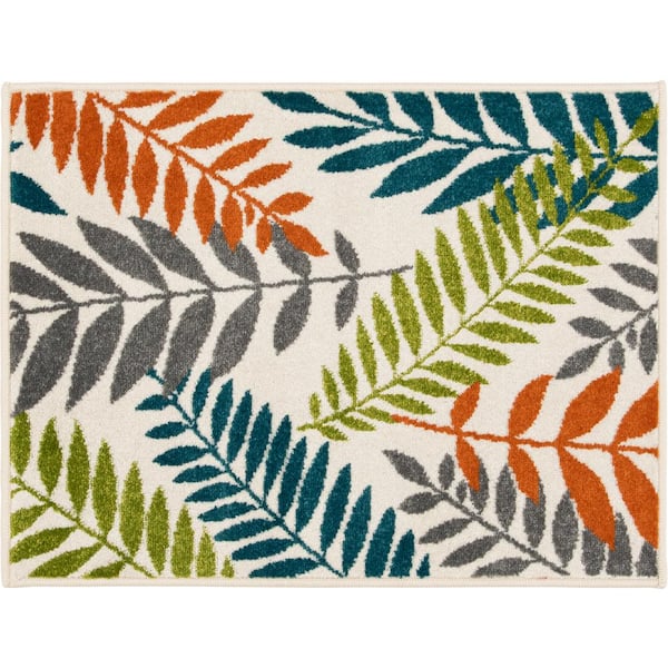 Tecopa Kashton Multi-Colour 2 ft. 3 in. x 3 ft. Floral Polypropylene Indoor/Outdoor Area Rug