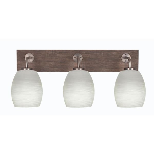 Unbranded Kirby 26 in. 3-Light Graphite and Painted Distressed Wood-look Metal Vanity Light