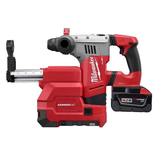 Milwaukee M28 FUEL 28V Lithium-Ion Brushless 1-1/8 in. SDS Plus Rotary Hammer w/ Dust Extractor Kit w/(2) 3.0Ah Batteries