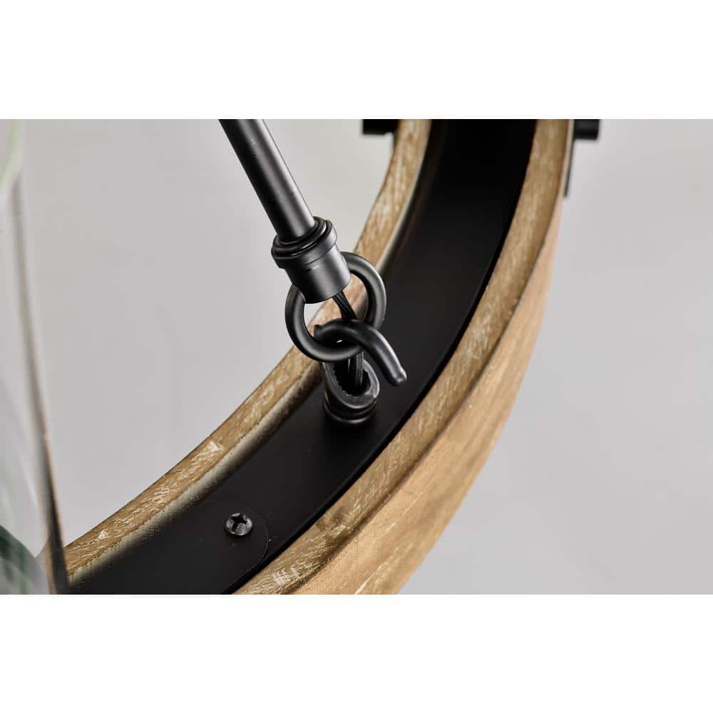 Rustic Farmhouse 6-Light Wagon Wheel Chandelier with Vintage Wood & Black Detail