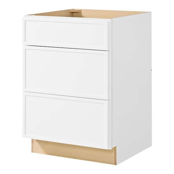 Leyton 24 in. Wx 24 in. D x 34.5 in. H Ready to Assemble Plywood Slim Shaker Drawer Base Kitchen Cabinet in Alpine White