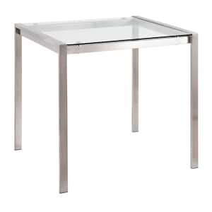 Fuji 32 in. Square Stainless Steel and Clear Glass Dining Table (Seats 4)