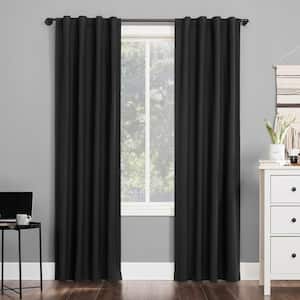 Cyrus Charcoal Polyester Solid 40 in. W x 63 in. L Noise Cancelling Grommet Blackout Curtain