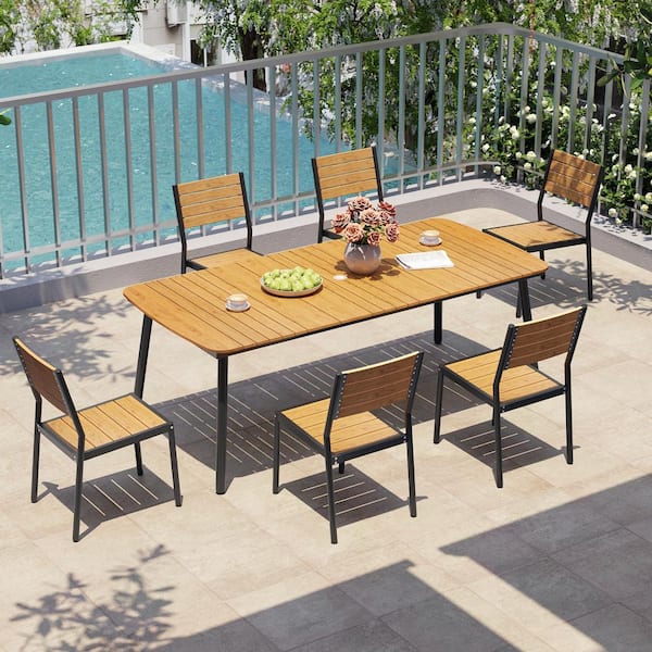 PamaPic 8-Piece Aluminum Black Outdoor Patio Dining Set with PamaPic 8-Piece Aluminum Black Outdoor Patio Dining Set with