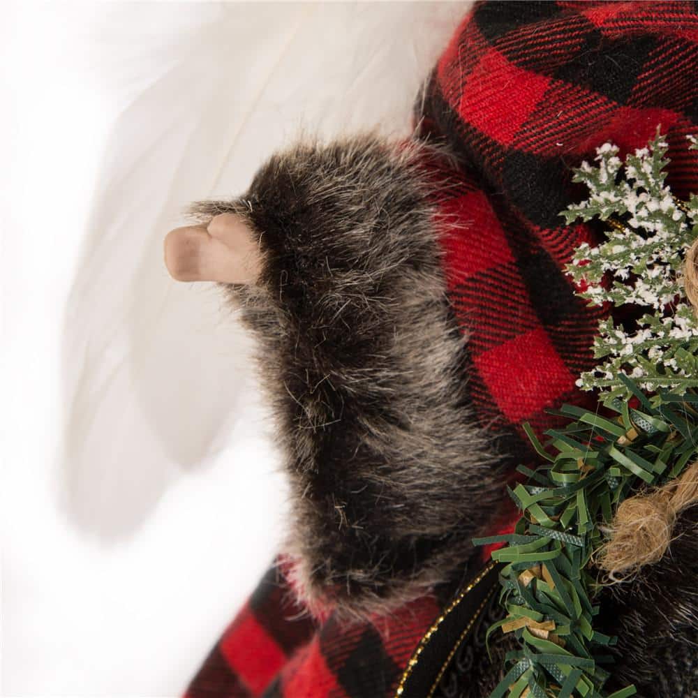 Plaid Angel Christmas Tree Topper with Fur Detailing