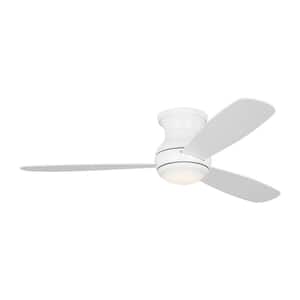 Orbis 52 in. Modern Indoor/Outdoor Matte White Hugger Ceiling Fan with White Blades and Integrated LED Light Kit