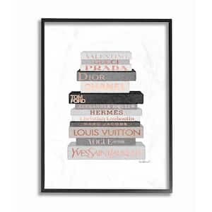 11 in. x 14 in. "Neutral Grey and Rose Gold Fashion Bookstack" by Amanda Greenwood Framed Wall Art