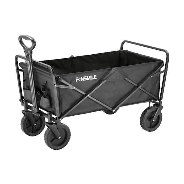 EchoSmile 4.06 cu. ft. Fabric Portable Garden Cart with Adjustable Rolling Wheels in Black