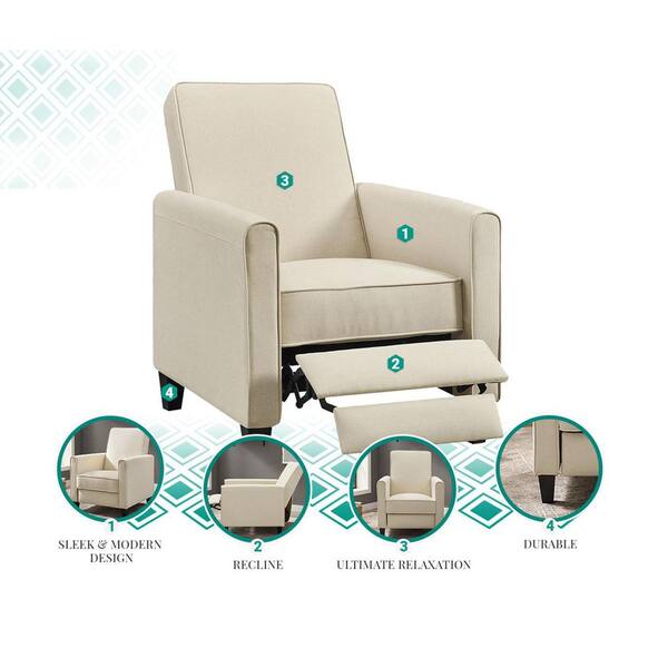 HOMESTOCK Chocolate Push back Recliner Chairs Breathable Linen