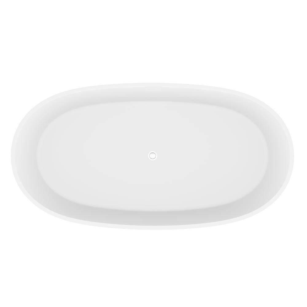 Roccia 61.4'' White Solid Surface Freestanding Bathtub