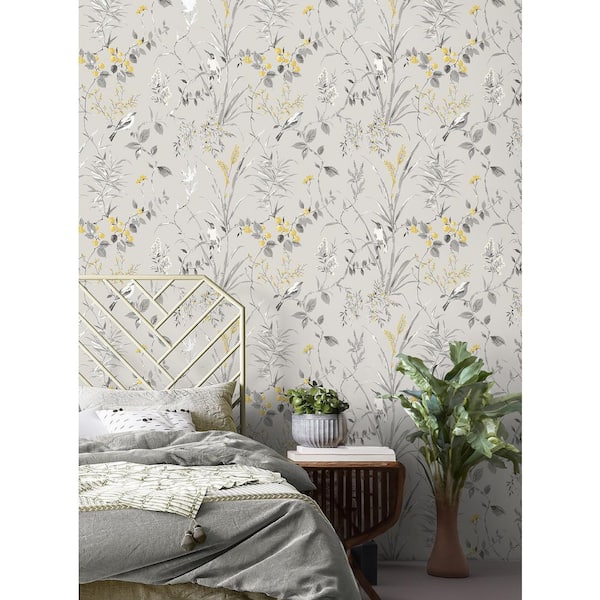 Mariko Gray Botanical Non-Pasted Wallpaper, 56.4 sq. ft.