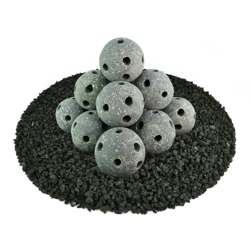 Fire Pit Essentials 4 in. Pewter Gray Speckled Hollow Ceramic Fire