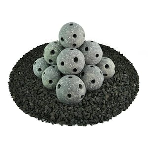 4 in. Pewter Gray Speckled Hollow Ceramic Fire Balls for Indoor and Outdoor Fire Pits or Fireplaces (Set of 14)