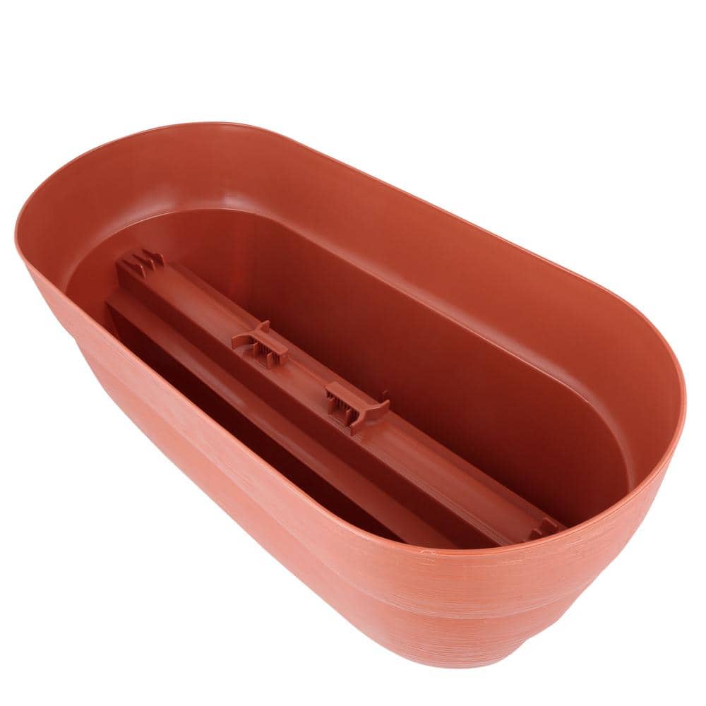 Modern 24" Terracotta Resin Railing Planter with Weatherproof Design