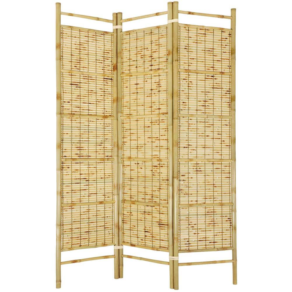 74" Tall Burnt Bamboo Shoji 3-Panel Room Divider